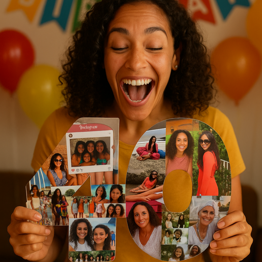 Número con fotografías cifras unidas regalo cumpleaños - Picletters