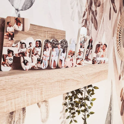 Letrero Familia con fotos de toda la familia - Picletters