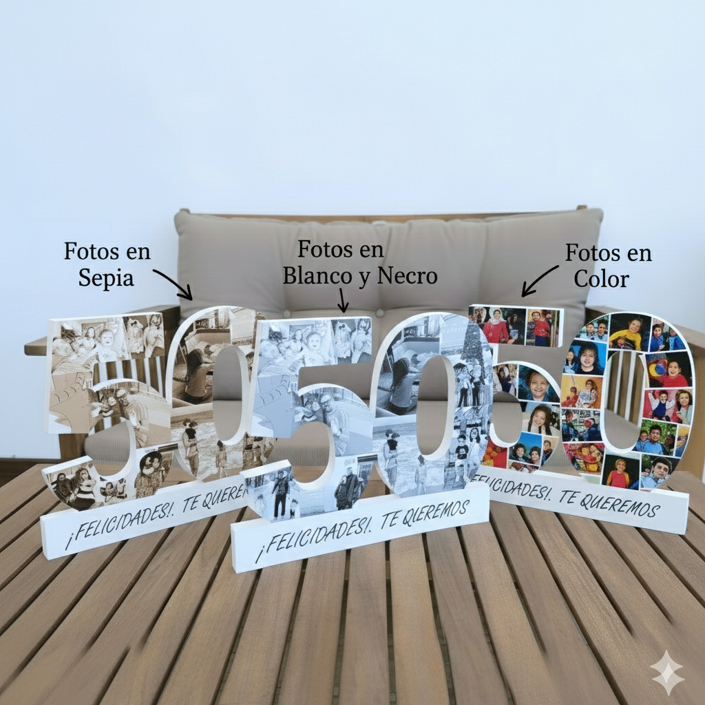 Número con fotografías disponible en 3 colores - Picletters