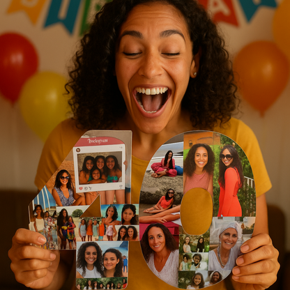 Número con fotografías cifras unidas regalo cumpleaños - Picletters