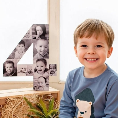 Número 4 con fotografías para cumpleaños infantil - Picletters