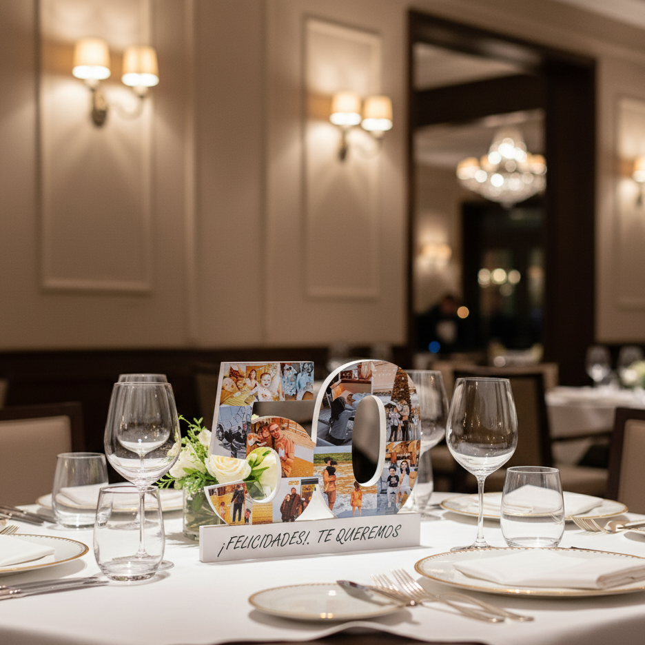 Número 50 con fotografías y dedicatoria en restaurante - Picletters