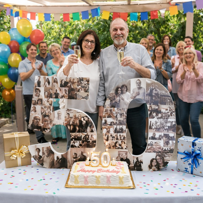 Número 50 decorativo con fotografías - Picletters