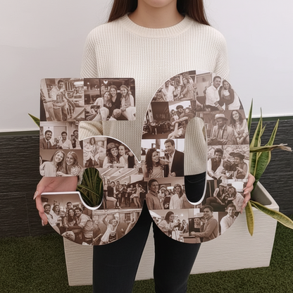 Número 50 con fotografías cifras unidas en sepia - Picletters