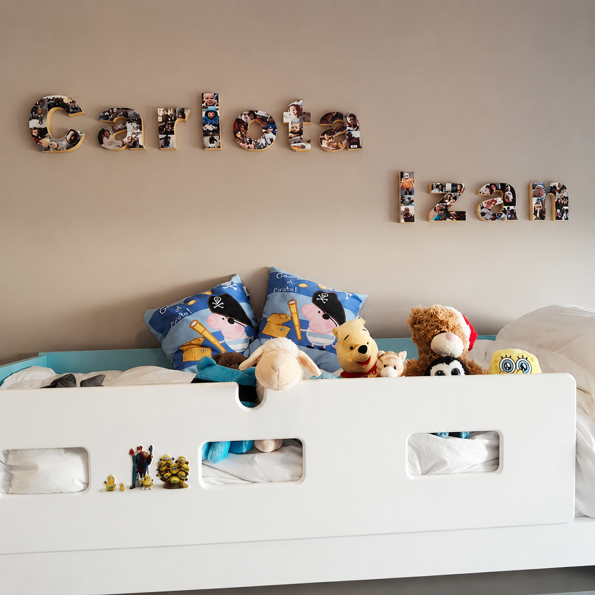 Nombre formado con letras sueltas decoradas con fotos - Picletters