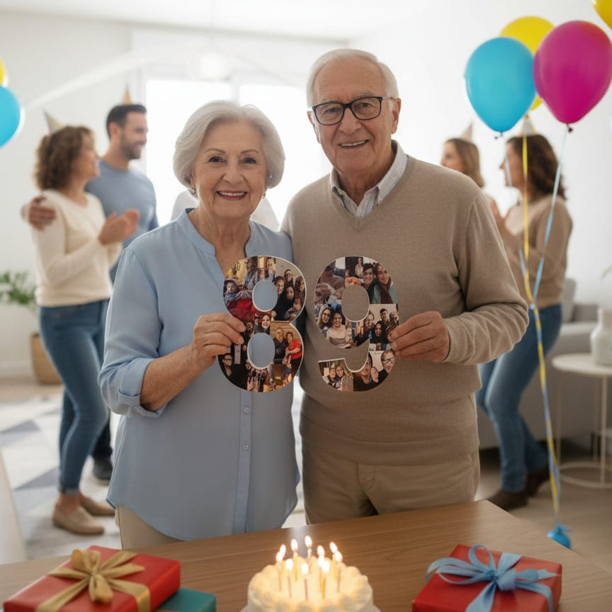 Número 80 con fotografías para cumpleaños abuelos - Picletters