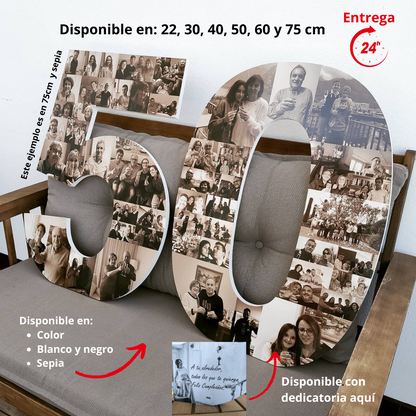 Número 50 decorativo con fotografías para cumpleaños - Picletters