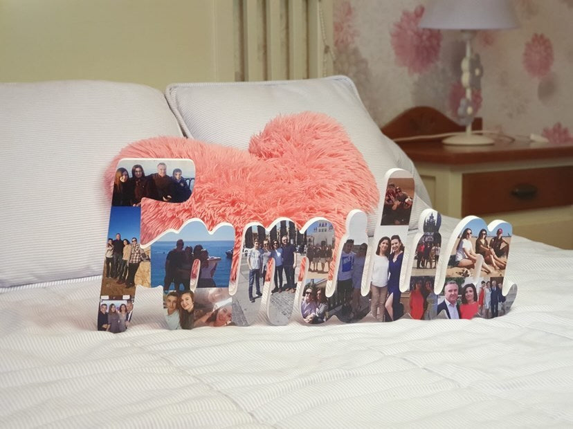 Letrero Familia con fotos como regalo personalizado - Picletters