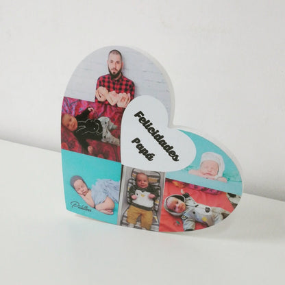Corazón con fotos y dedicatoria, regalo personalizado - Picletters