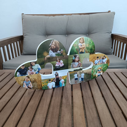 Detalle de los corazones enlazados con fotos - Picletters