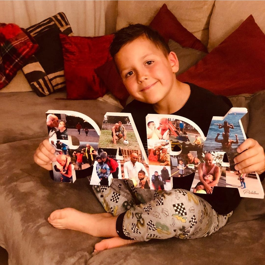 Letras "PAPÁ" 3D con fotos familiares