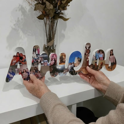 Letrero Abuelos con fotos en tipografía cursiva - Picletters