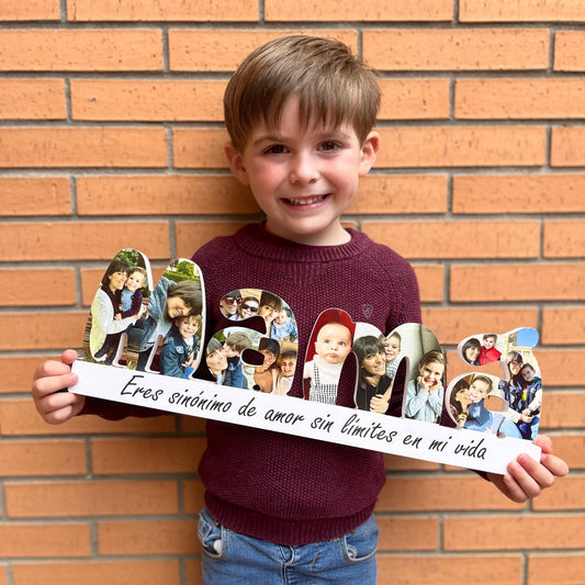 Mamá con fotografías y base dedicatoria regalo Día de la Madre - Picletters
