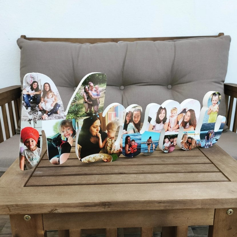 Letrero Mami con fotos, letras unidas - Picletters