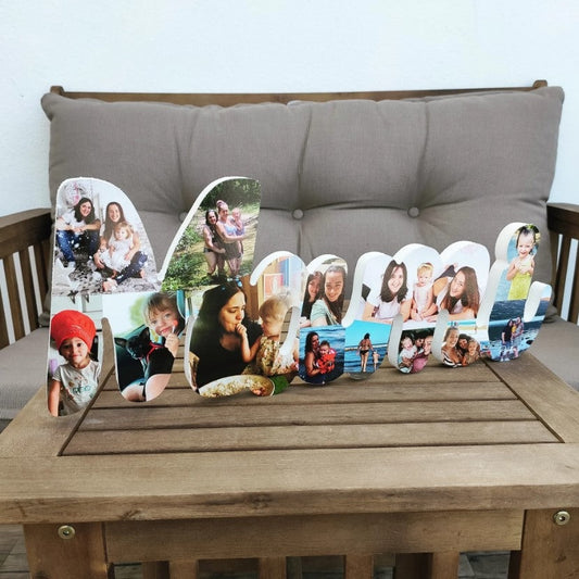 Letrero Mami con fotos, letras unidas - Picletters