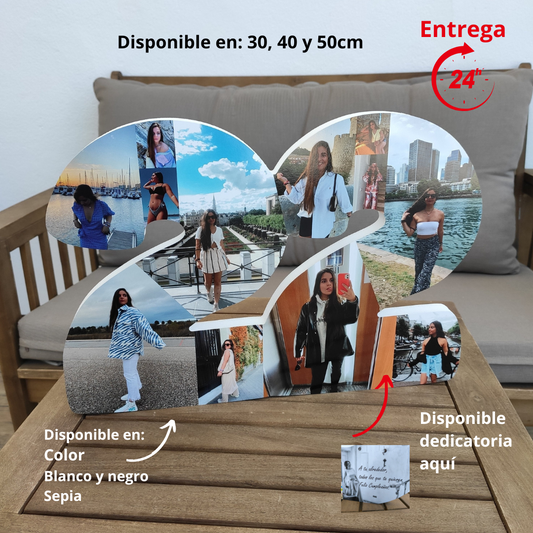 Número 30 con fotografías cifras unidas para cumpleaños - Picletters