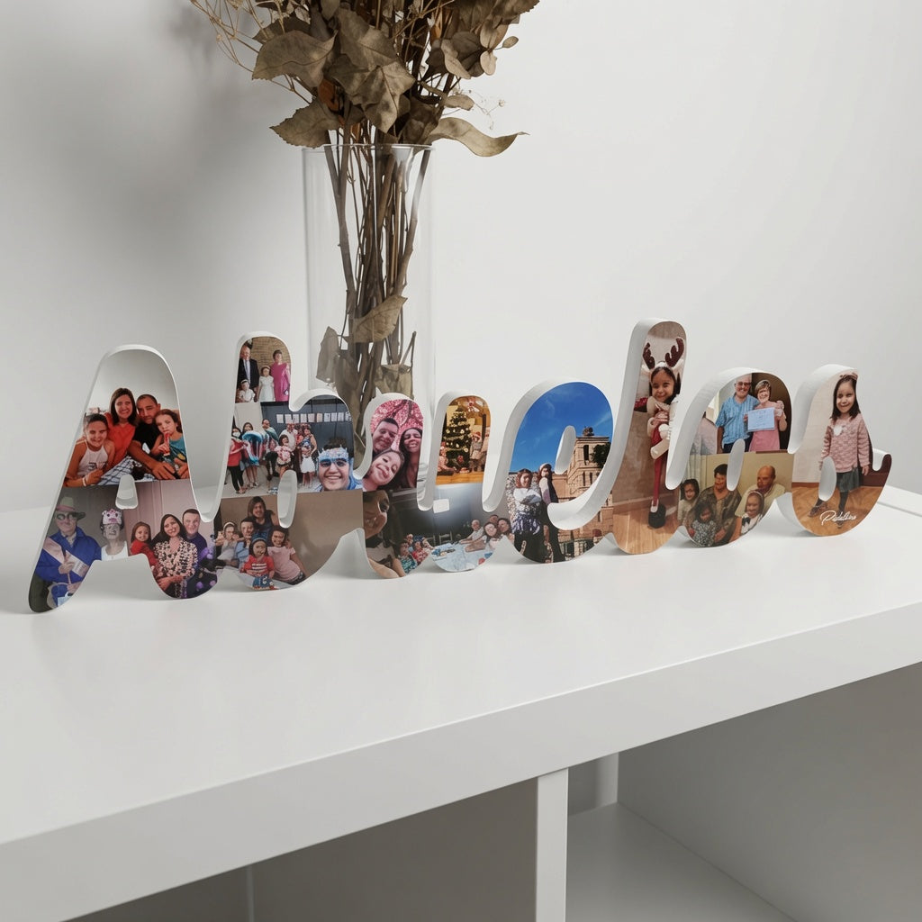 Letrero Abuelos con fotos de la familia en 3D - Picletters