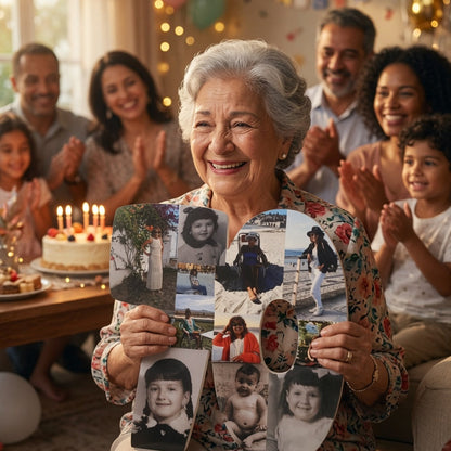 Número 70 con fotografías cifras unidas, regalo de cumpleaños - Picletters