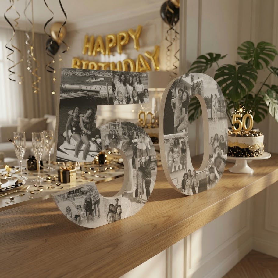 Número con fotografías en cifras sueltas para cumpleaños - Picletters