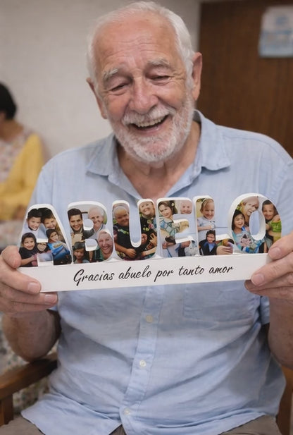 ABUELO con fotos - Con base y dedicatoria