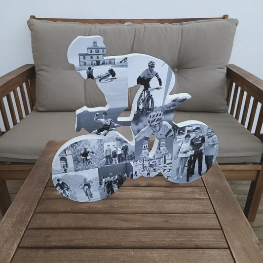Detalle del ciclista decorado con fotos - Picletters