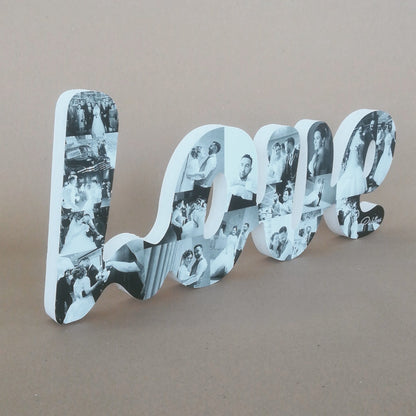 Letrero Love con fotos de pareja, letras unidas - Picletters