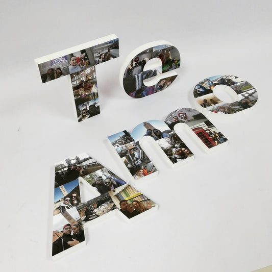 Letras TE AMO sueltas decoradas con fotos - Picletters