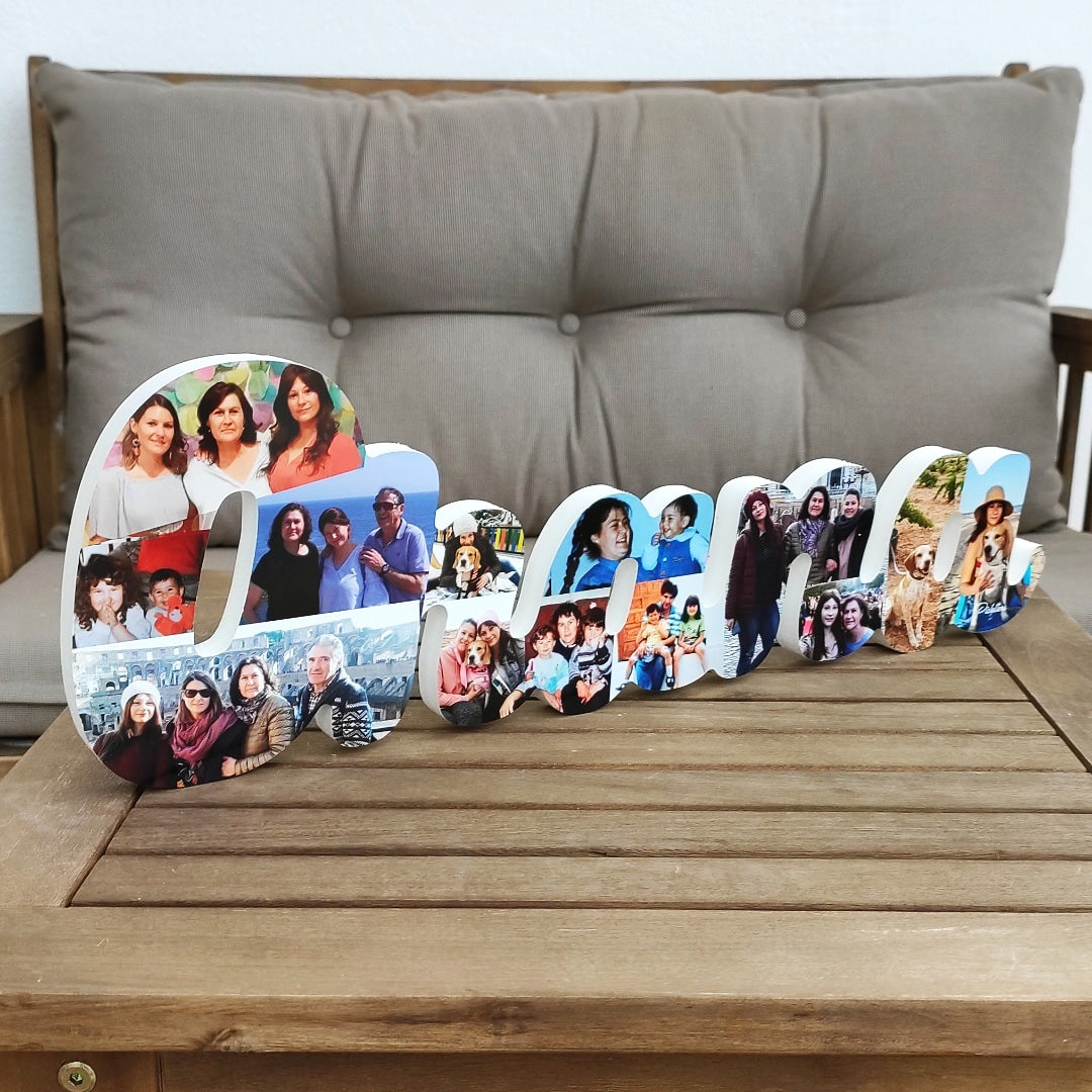 Letrero Ohana con fotos de la familia - Picletters