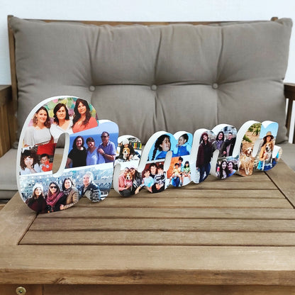 Letrero Ohana con fotos de la familia - Picletters