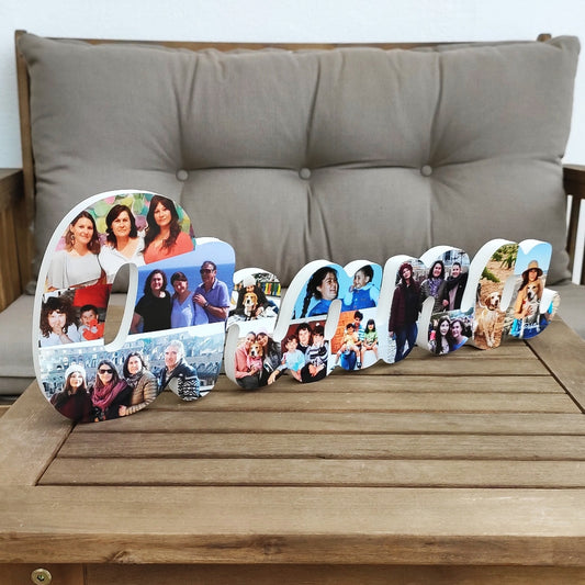 Letrero Ohana con fotos de la familia - Picletters