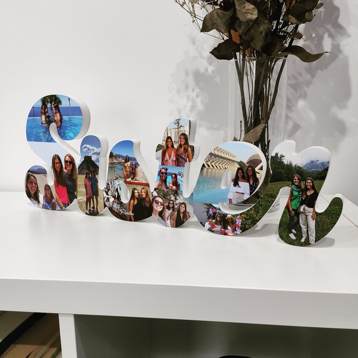 Letrero Sister con fotos en 3D - Picletters