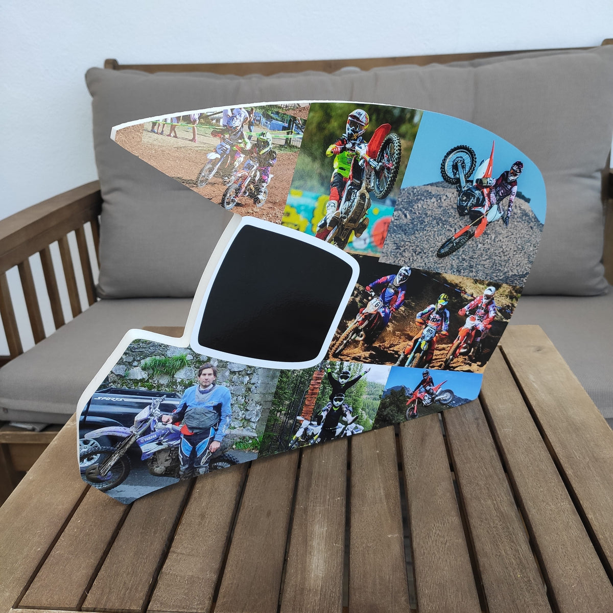 Casco de moto de campo con visera decorado con fotos - Picletters