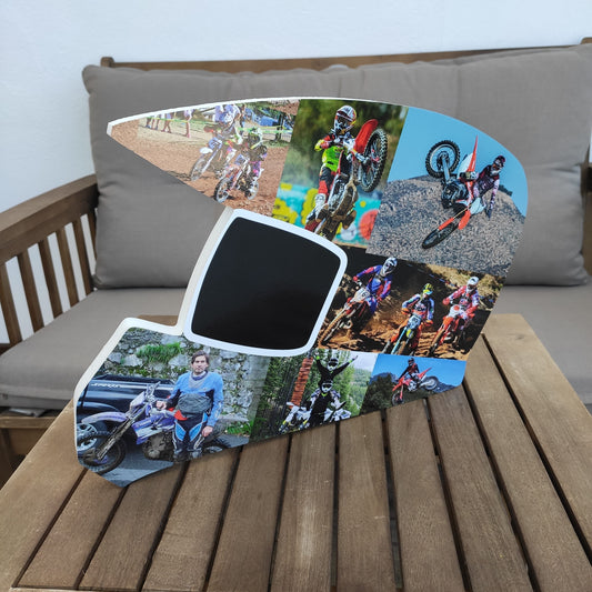 Casco de moto de campo con visera decorado con fotos - Picletters