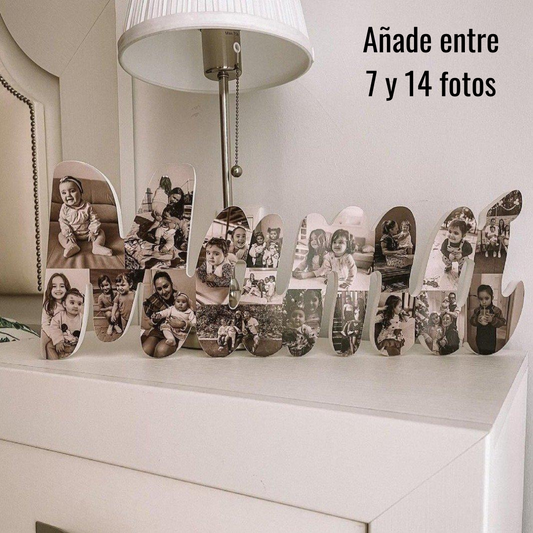 Letrero Mamá con fotos, letras sueltas en minúsculas - Picletters