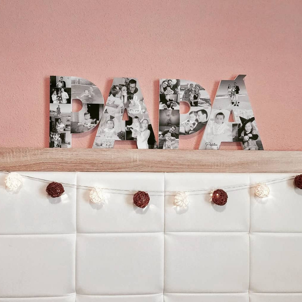 Letras PAPÁ sueltas decoradas con fotos familiares - Picletters