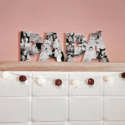 Letras PAPÁ sueltas decoradas con fotos familiares - Picletters