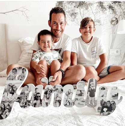Letrero Family con fotos expuesto de pie - Picletters